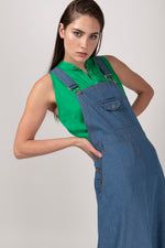 Load image into Gallery viewer, blue jean dungarees dress
