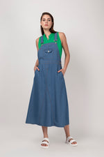 Load image into Gallery viewer, blue jean dungarees dress
