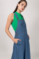 Load image into Gallery viewer, blue jean dungarees dress
