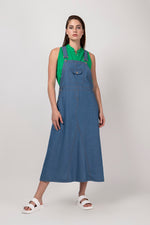 Load image into Gallery viewer, blue jean dungarees dress
