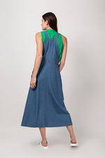 Load image into Gallery viewer, blue jean dungarees dress
