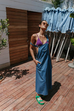 Load image into Gallery viewer, blue jean dungarees dress
